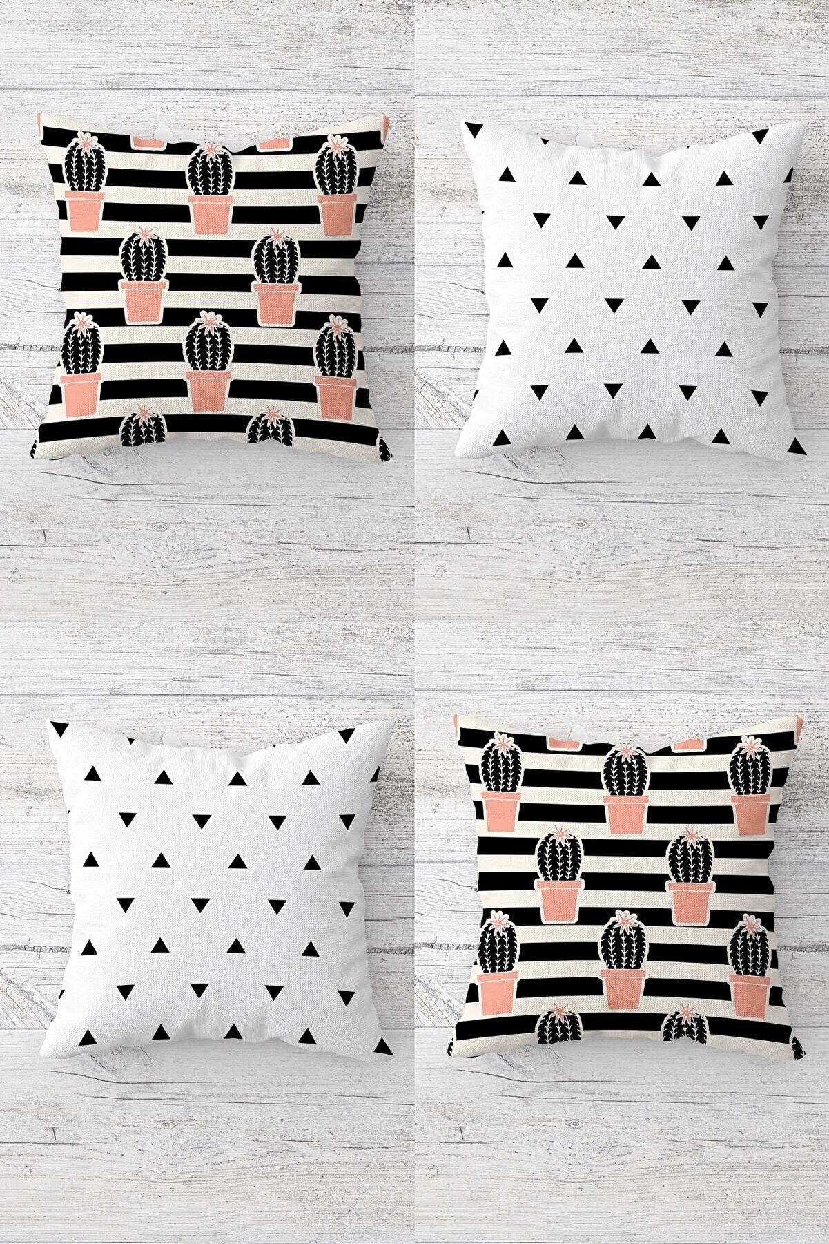 

Cactus and Triangle Patterned Cactus in a Pot with Hidden Zipper Cushion Cover Sofa Pillow Case Set (4pcs)