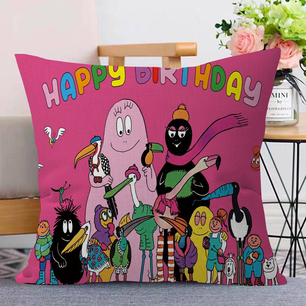 Les Barbapapa Family Anime Cushion Cover Pillowcase Upholstery Sofa Throw Pillow Home Decor Pillowcas
