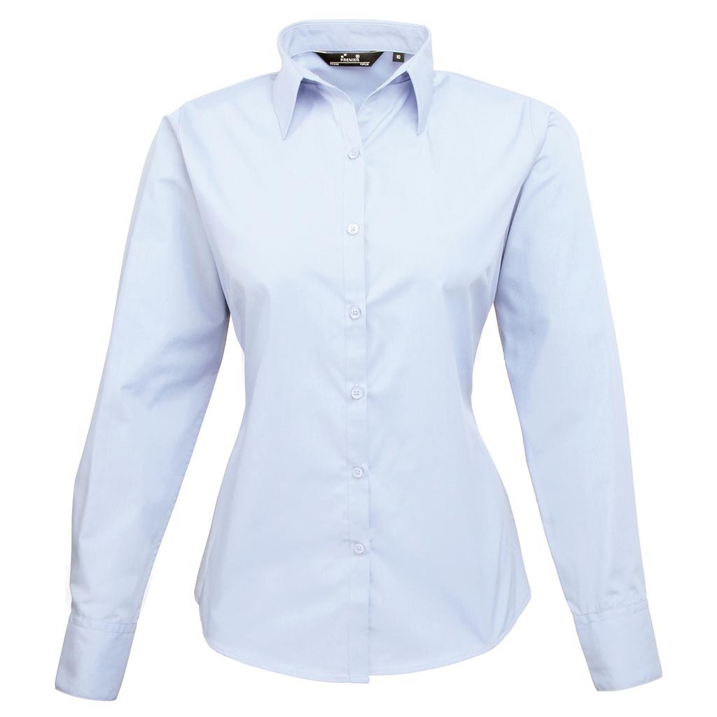 Premier Womens/Ladies Poplin Long-Sleeved Blouse