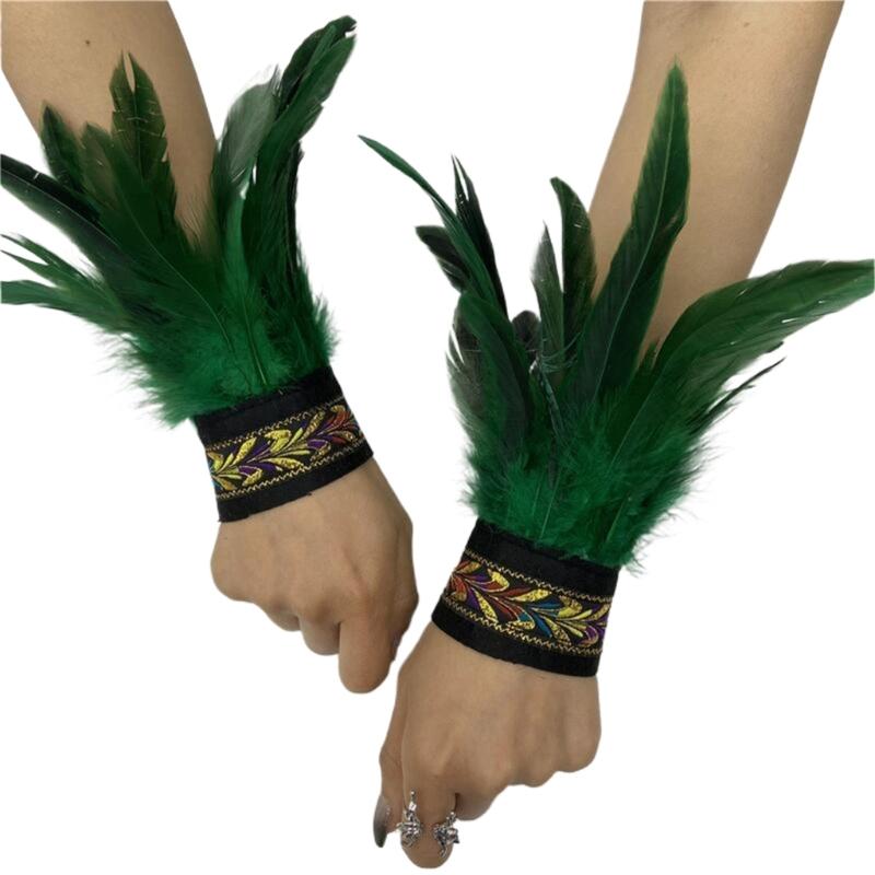 Ethnic Wrist Cuffs Vintage Women Men Cosplay Costume Accessory Feather Wristband Feather Wristband Vintage Bracelet