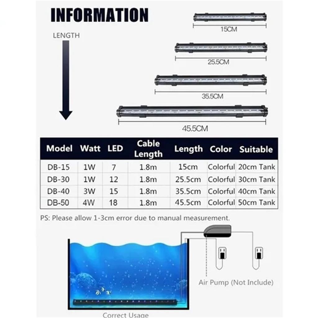 Acvariu Rezervor Pești LED Lumină Colorată Stecher EU/SU Strip Lampă Bară Rezistentă la Apă Submersibilă Lumini Submersibile Decor Rezervor