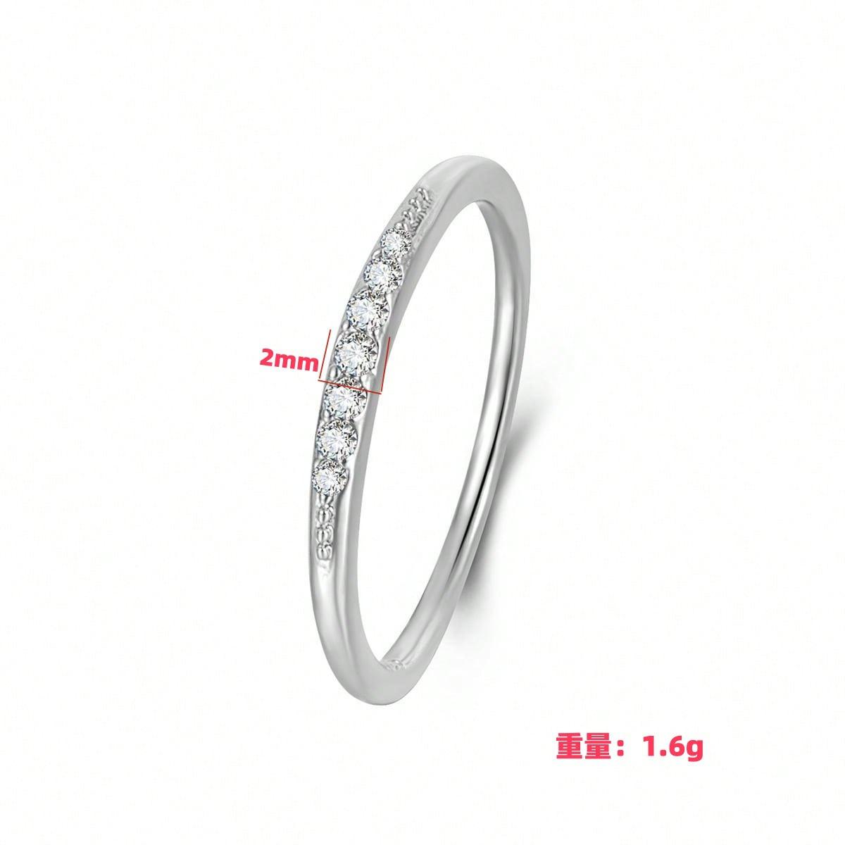 

Elegant Pave Set Diamond Ring For Women Minimalist Chic Luxury Design Delicate Versatile Band Jewelry no. 6 серебряный