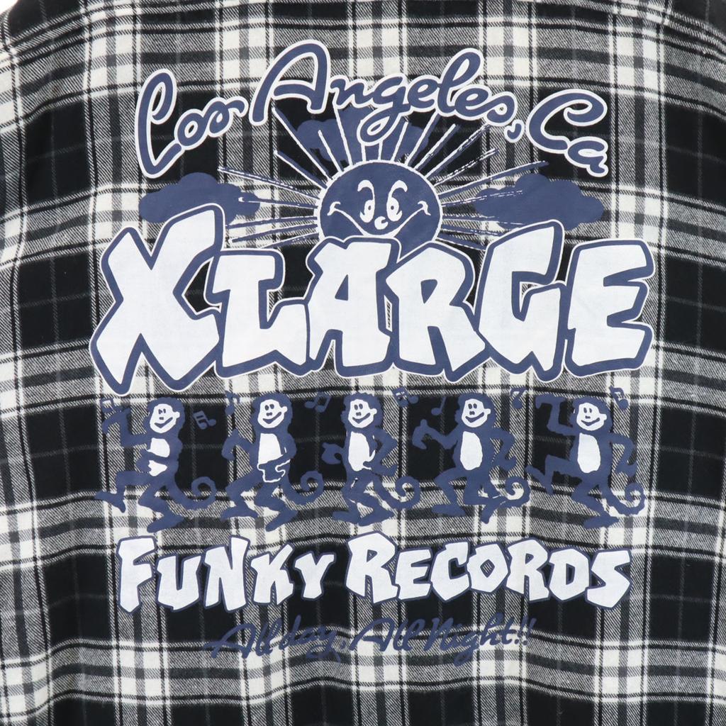 XLARGE Check Pattern Back Logo Long sleeve Flannel shirt XL black Men's Used