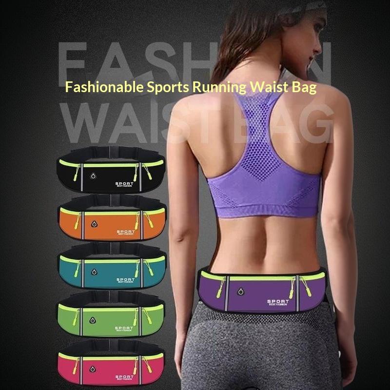 Slim Reflective Waterproof Sports Waist Bag With Headphone Hole Lightweight Portable Design Ideal For Running & Outdoor Sports