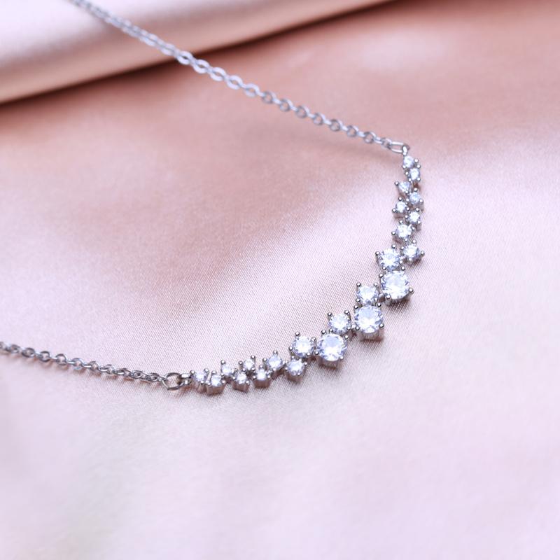 KNIKOO Mote blad halskjede dame anheng for kvinner jente Cubic Zirconia halskjede smykker gave