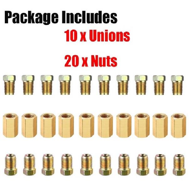 (30Pieces) 3/8 Inch-24 Threads Brake Line Fittings Assortment For 3/16 Inch Tube
