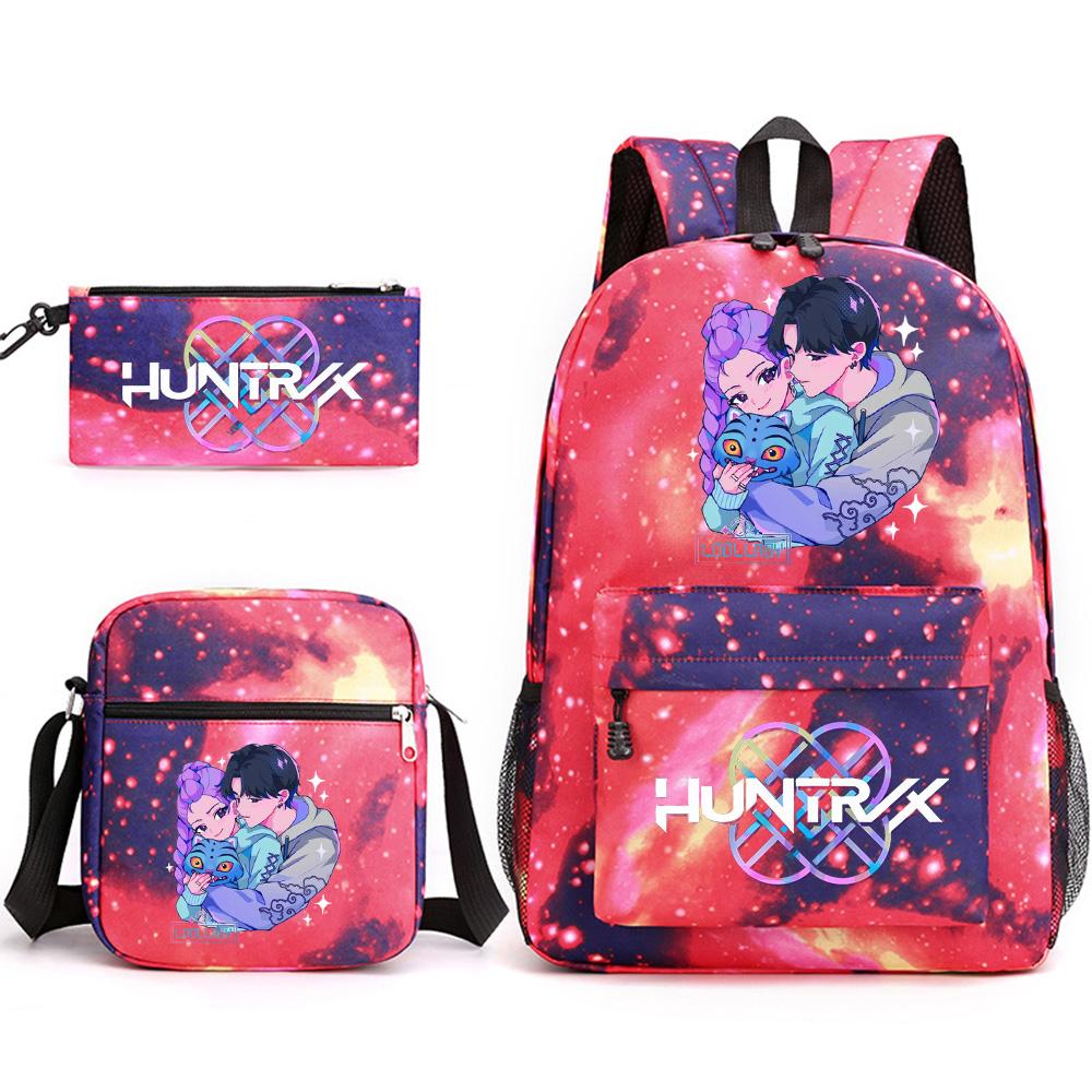 3Pcs/set Cartoon Printed Backpack with Shoulder Bag Pencil Case for Teenager Student Boy Girl School Bag Large Capacity Waterproof Bookbag Kid Gift