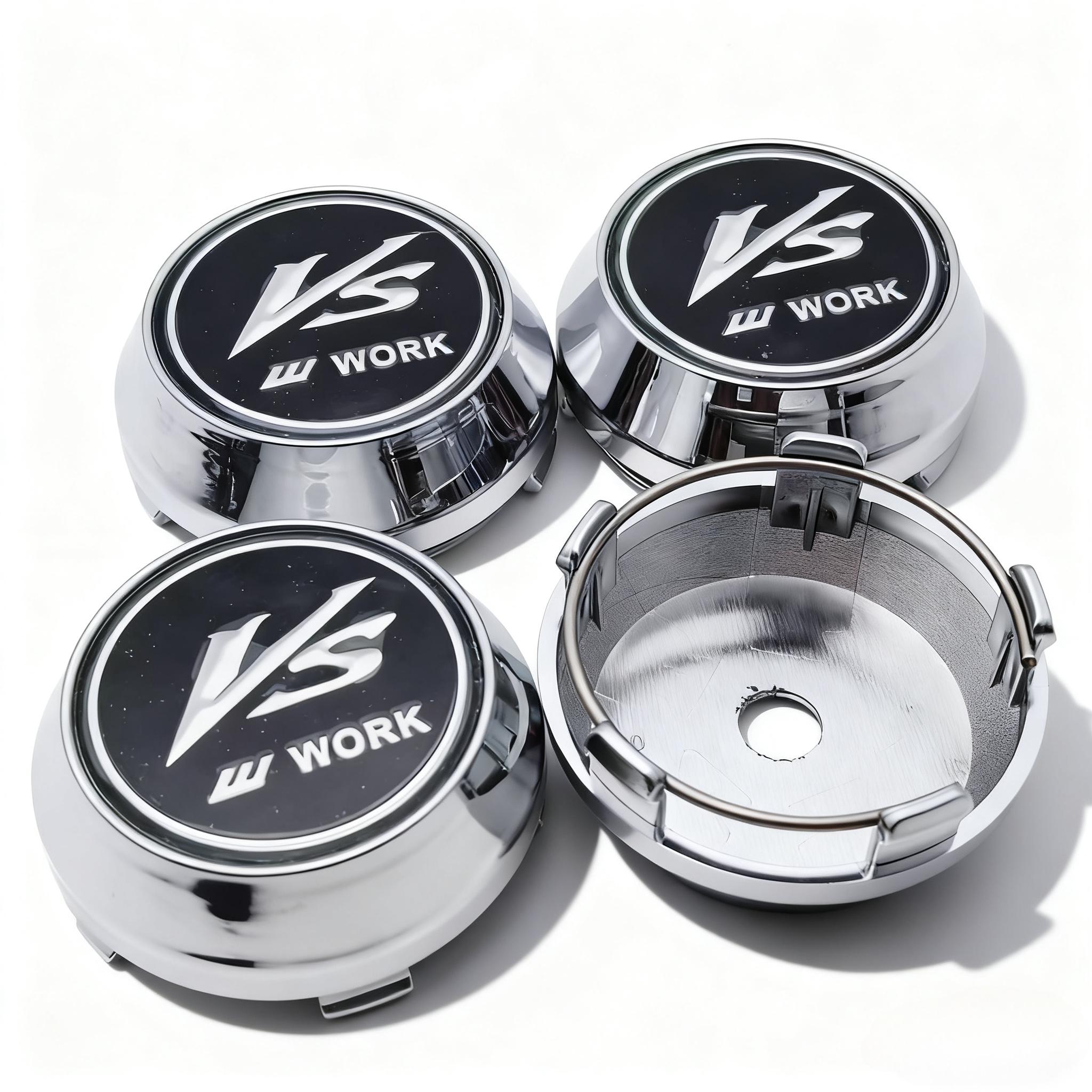 

4pcs JDM VS W Work Logo Emblem Car Wheel Center Caps High Cap 60MM Clips 56MM Wheels Hub Caps Rim Hubcaps Cover Car Accessories VS S Badge&4pcs High Caps