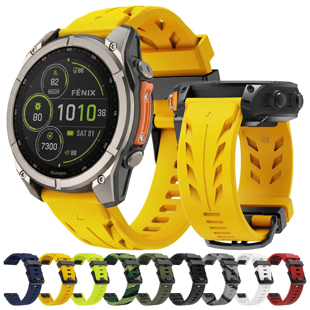 22mm 26mm QuickFit Silikonový sportovní řemínek pro Garmin Fenix 8 Pro 47mm 51mm E 7 7X 6 6X/Quatix/Tactix/D2 Mach 2 Pro/Epix Řemínek na hodinky