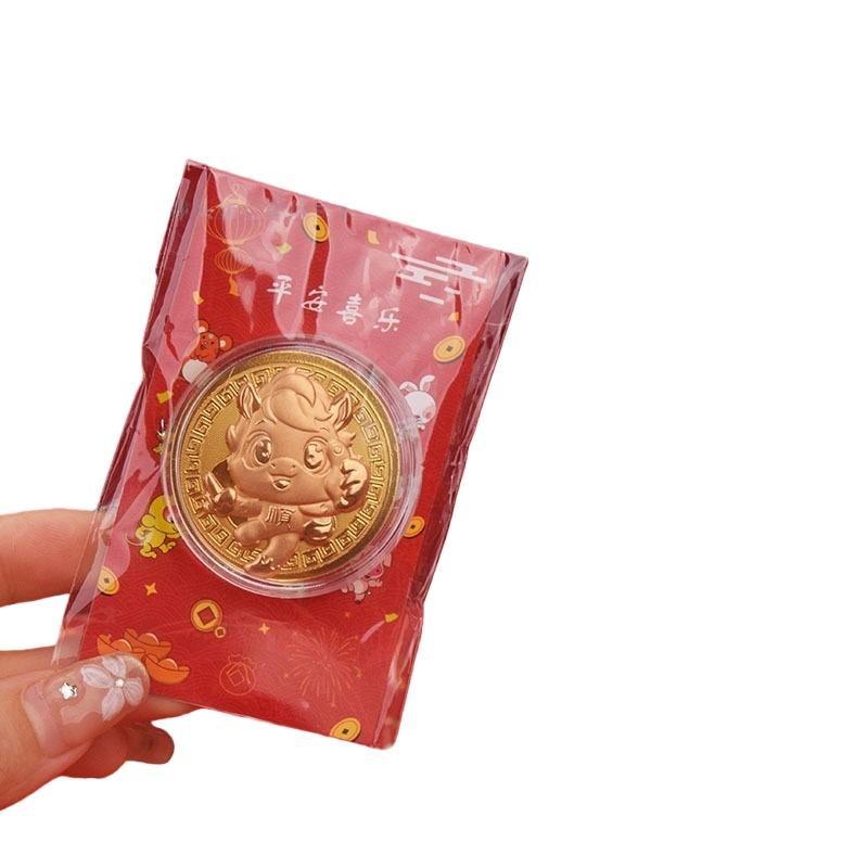 1/3Pcs Year Of The Horse Commemorative Medal 2026 Zodiac Horse Imitation Gold Foil Card Souvenir Coin Metal Crafts Gift