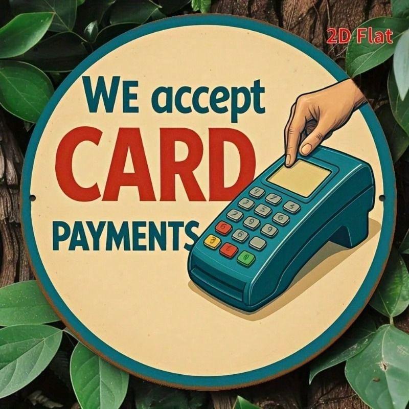 

Metal Wall Art Vintage Credit Card Sign Retro Payment Terminal Decor for Business