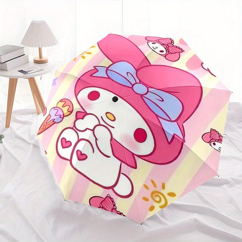 My Melody,Sanrio Automatic Folding Umbrella-Simple 8-Rib Design, Bright Cartoon Pattern, Durable Iron Frame, Suitable For Travel, Outdoor, B