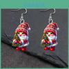 Christmas Themed Santa Claus Holding Tree Pattern Women Acrylic Earrings For Festive Holiday Party Wear