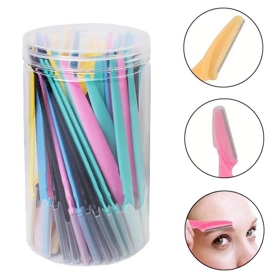 Wholesale 30 Pcs/Bottle Safe - Bladed Eyebrow Razors In Container - Ideal Facial and Eye Brow Trimming Tools for Hair Removal