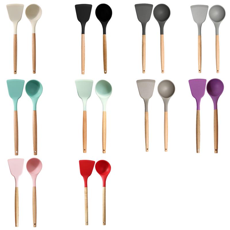 

Набор из 5 предметов: пищевой силиконовый шпатель и половник - Неприлипающие кухонные принадлежности 2-piece Set (Beech) чёрный