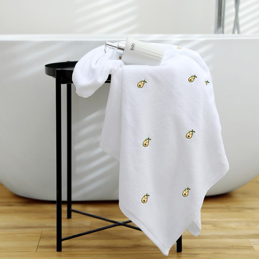Avocado Embroidered White Green Face Bath Towel Cotton Thick Shower Towels for Kids Adults Home Bathroom Hotel High Quality
