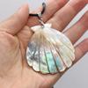 1Pc, Natural Black Shell Pendant Necklace, Boho Jewelry Mother of Pearl Shells Charms With Leather Rope, 5×5.5cm, for Women Men Holiday Gifts