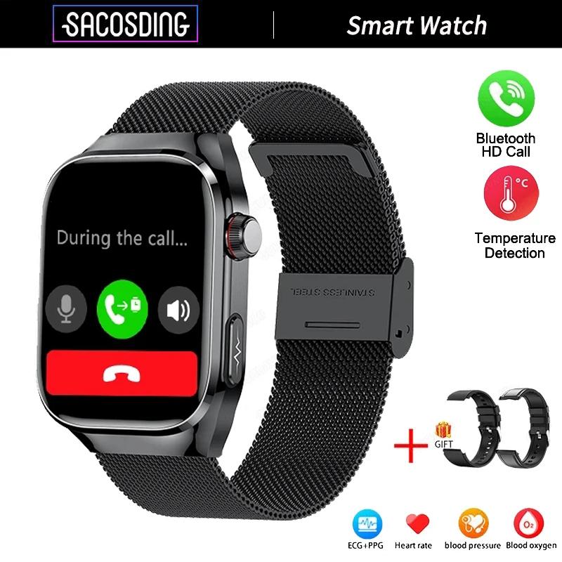 SACOSDING Smartwatch ECG+PPG Połączenie Bluetooth 2,04” HD Tętno Tlen we Krwi Ciśnienie Krwi Temperatura Ciała Sport Fitness Smartwatch