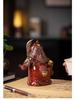 Guan Gong Martial Saint Statue: Ceramic Guan Yu Ornament for Tea Room, Living Room, or Study Decor.