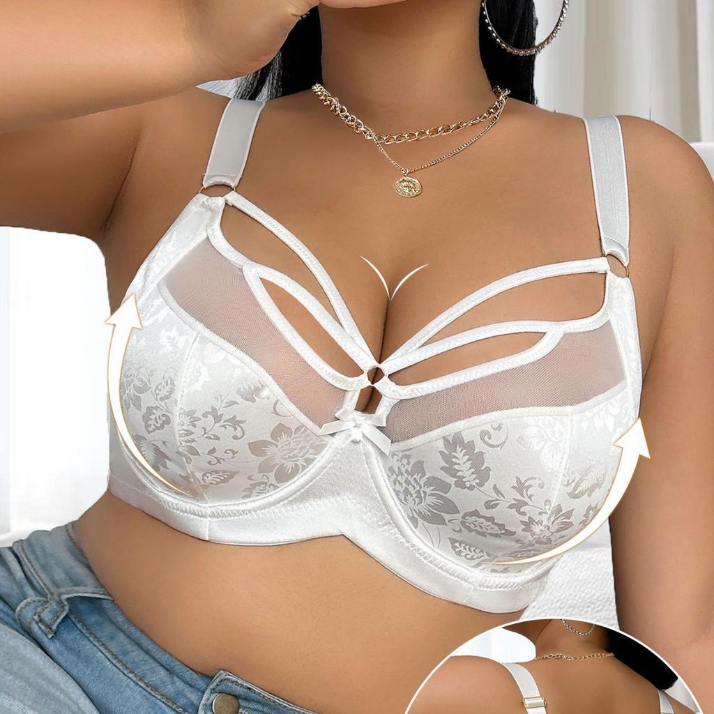 European and American Fashionable, Sexy Seductive Ultra-thin Plus Size Bra Exquisite Lace Cross-strap On Chest Plus Size Underwear