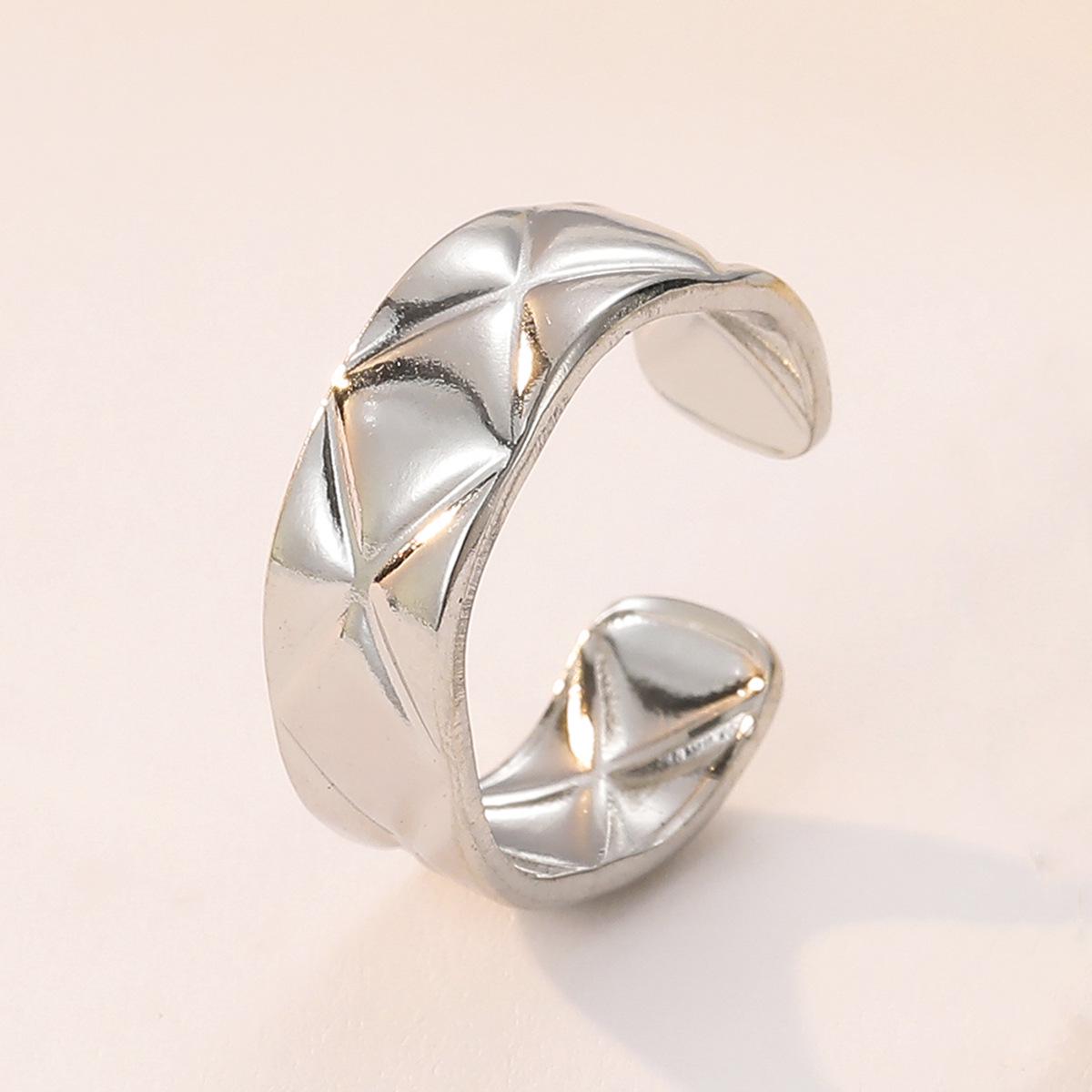 Gold Plated French Retro Cross Rhombus Stainless Steel Ring