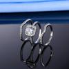 A Platinum Square Zircon Three-piece Stackable Ring, European and American Fashion Niche Light Luxury Jewelry, Yama