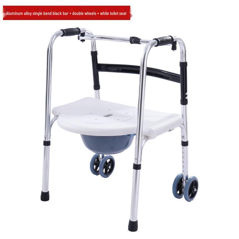 Stainless Steel Rollator Walker with Seat and Wheels - Rehabilitation Support Frame