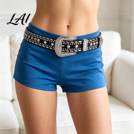 Women Bling Belt Punk Rock Rhinestone Waist for Men Women Adjustable Wide Rivets Jeans Pants Clothes Accessory Party Night Club Square Buckle