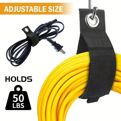 2pcs Heavy Duty Storage Straps Hook and Loop Adjustable Strap Holder Extension Cord Organizer Hanger for Cables Hoses Rope