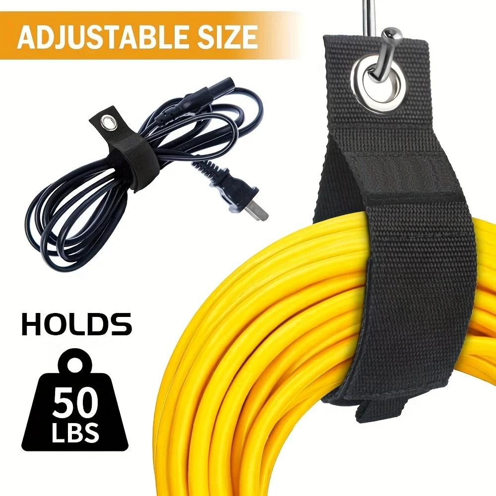 2pcs Heavy Duty Storage Straps Hook and Loop Adjustable Strap Holder Extension Cord Organizer Hanger for Cables Hoses Rope