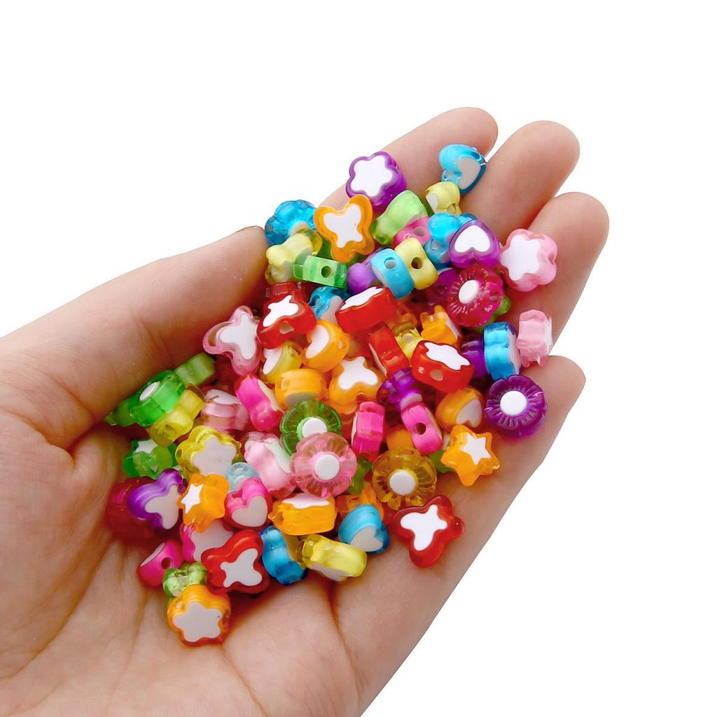 15g/Bag Mixed Color Acrylic Plastic Star Heart Butterfly Flower Beads For DIY Jewelry Making Accessories