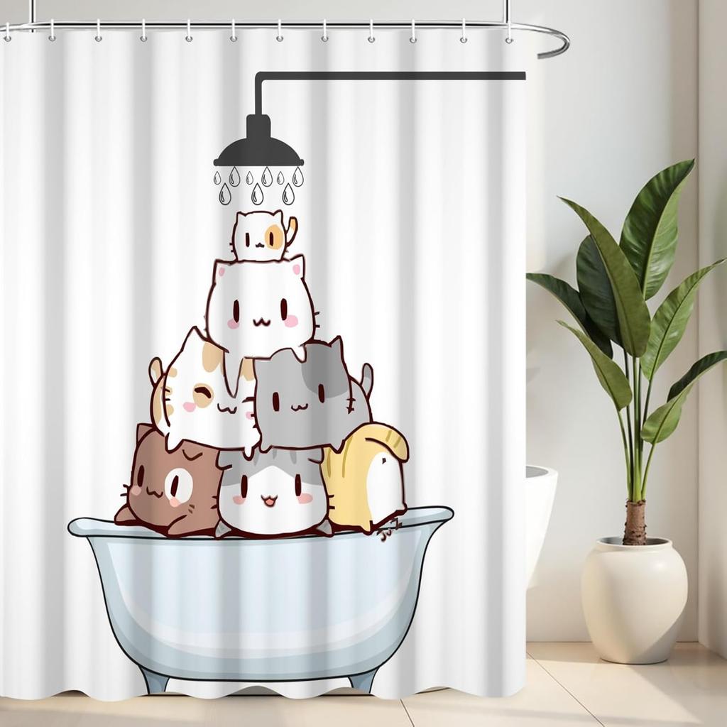 Black And White Shower Curtain Fun Shower Head And Water Drops Shower Curtains For Bathroom Machine Washable Waterproof