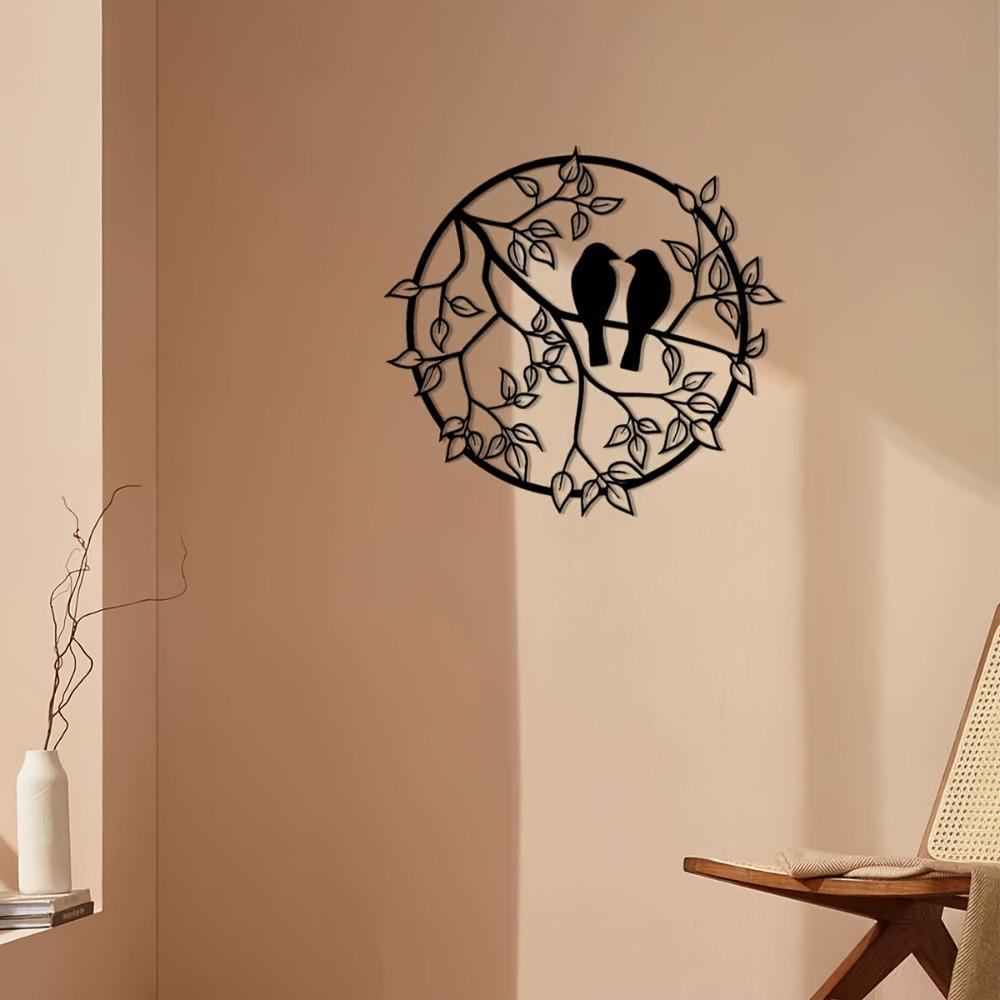 Metal Bird Wall Art, Black Iron Farmhouse Decor for Indoor Outdoor Living Room Bedroom Porch Garden Courtyard Fence Yard