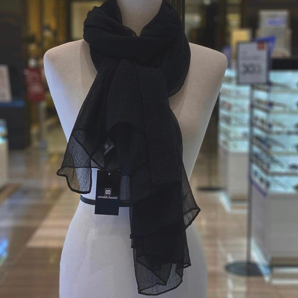

[MJ/Arnaldo Basini] See-through Long Scarf Beige, Black (ABSS-19117)