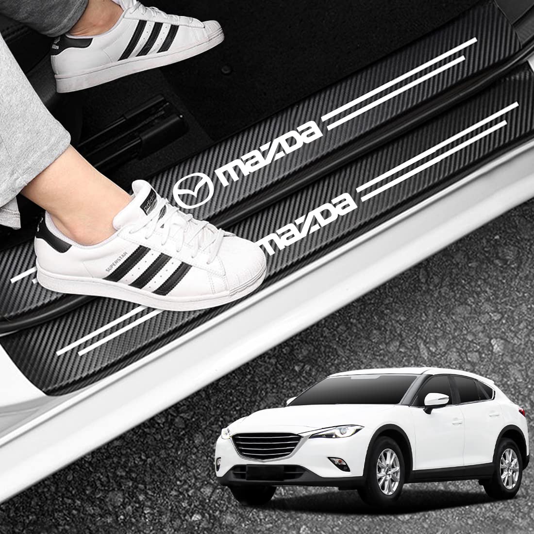 

OuTLife Защита бокового порога автомобиля, Накладка на порог, Боковые подножки, Углеродное волокно, Элегантный материал, Высокий Mazda чёрный