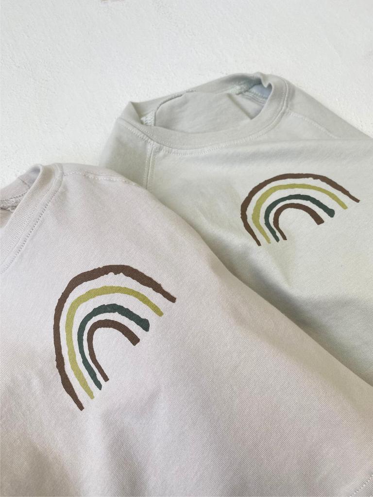 T-shirt Autunnale Arcobaleno Cartone Animato Unisex per Neonati - Top a Manica Lunga in Puro Cotone per Bambini Piccoli