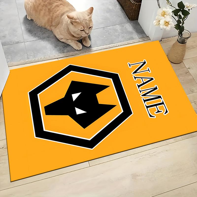 Custom Name Wolves Crest Badge Carpet Rug Customizable Soft Washable Anti-Slip Home Living Room Sofa Mats Personalized Rug. 0909201
