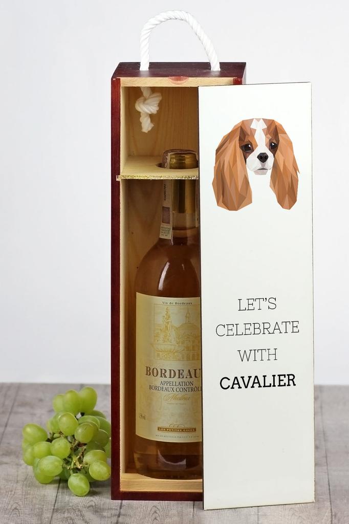 Cavalier King Charles Spaniel - Geometryczne Pudełko Ze Zdjęciem I Napisem Na Wino Marki Art-Dog