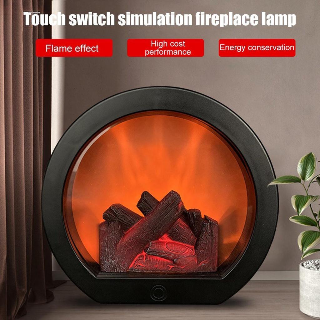 Touch Switch LED Fireplace Lantern Premium Simulation Log Fire Place Lantern Christmas Decorative Fireplace Lamp