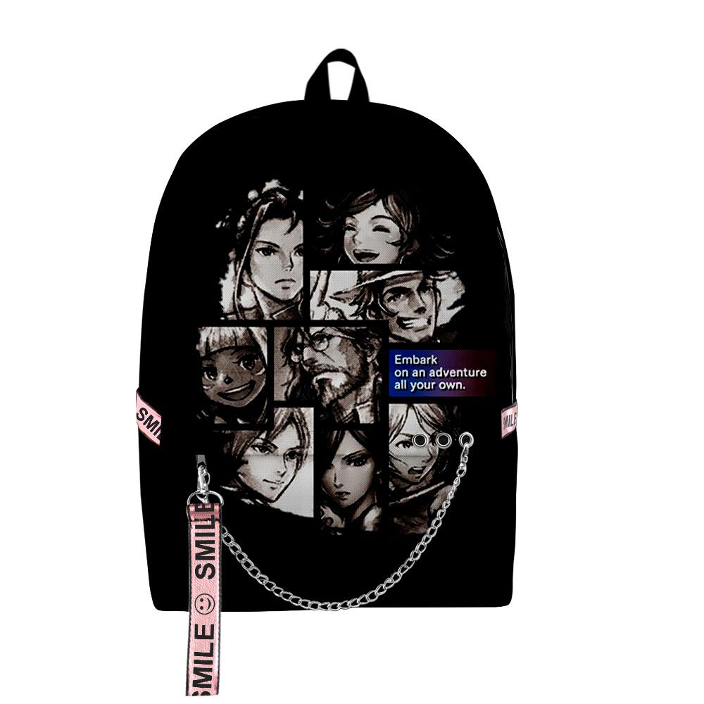 Sac à dos scolaire imprimé 3D Octopath Traveler Classique Nouveauté Unisexe Oxford Imperméable Cahier Multifonction Sac à dos de Voyage