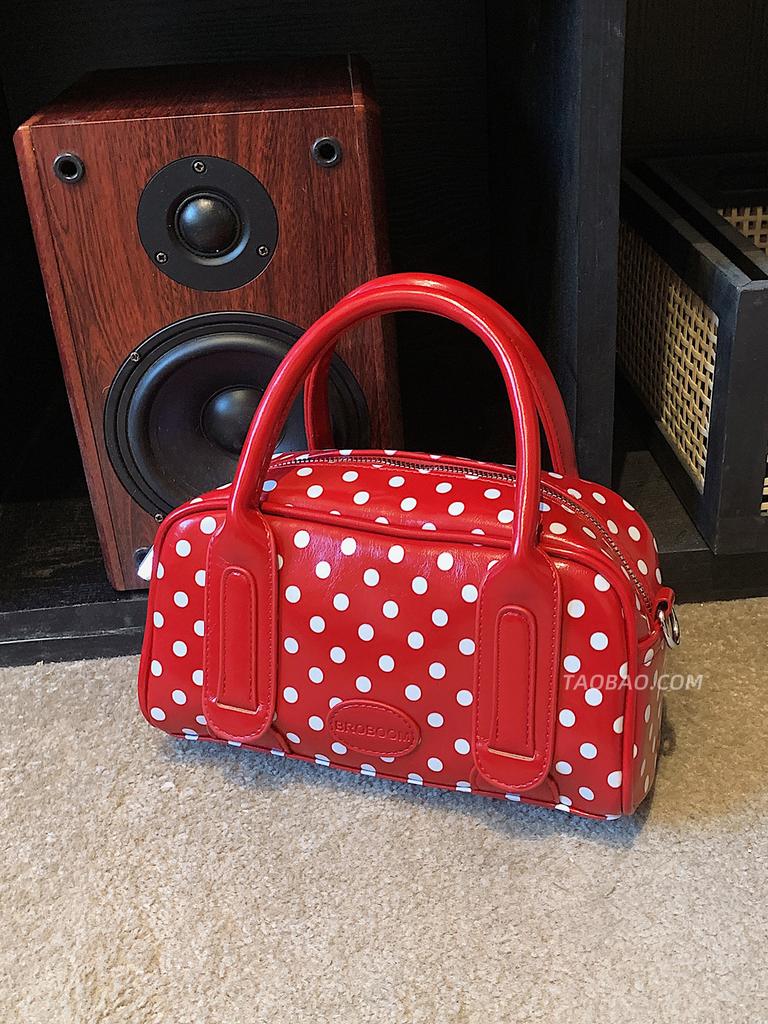 Women's Polka Dot Handbags 2026 New Commuting Patchwork Crossbody Bags Korean Style Cute Zipper Female Shoulder Bags