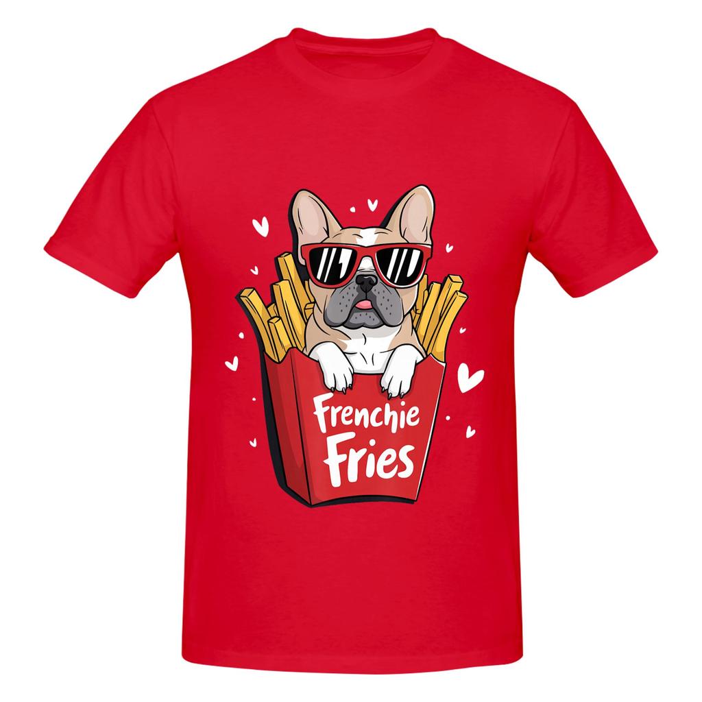 1 Piece Frenchie Fries Graphic 100 Cotton Tshirt French Bulldog Tees Tops For Unisex