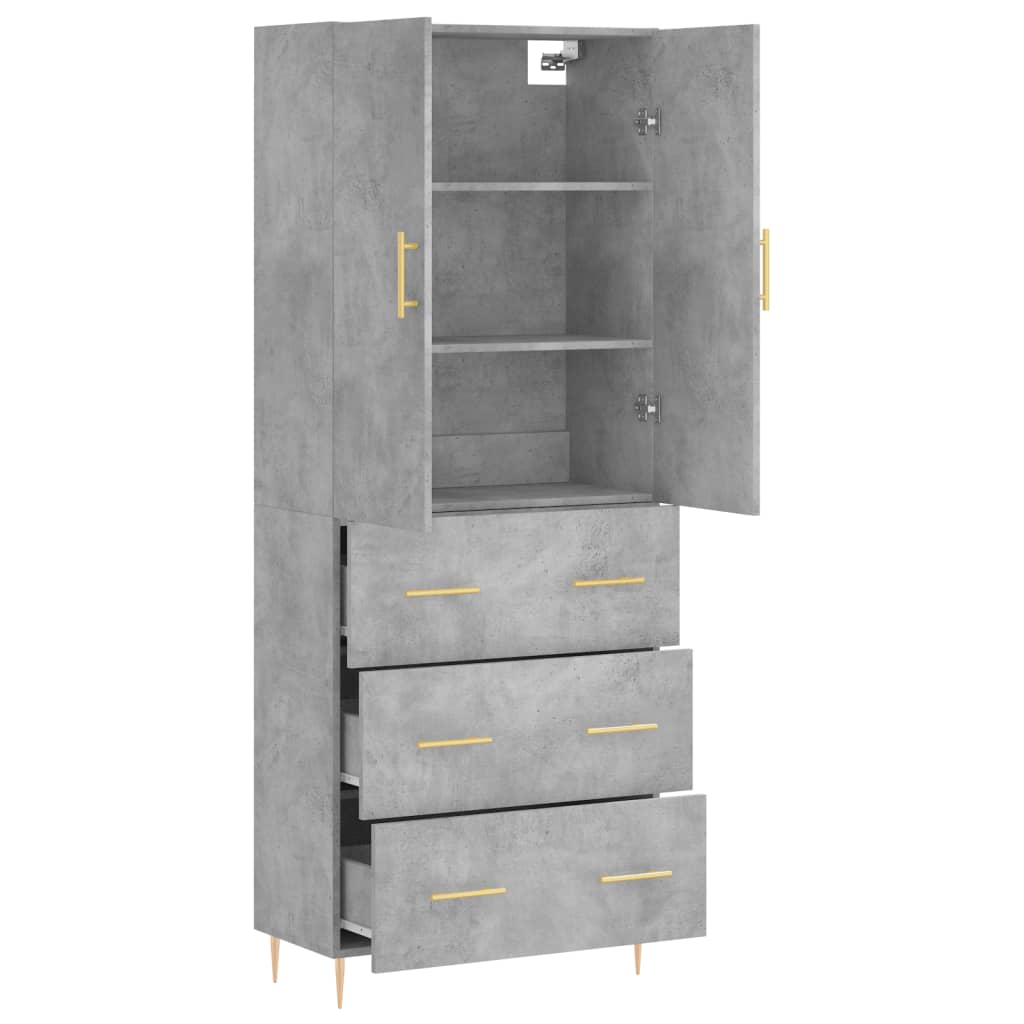 Highboard Concrete Grey 69.5 x 34 x 180 cm Particleboard