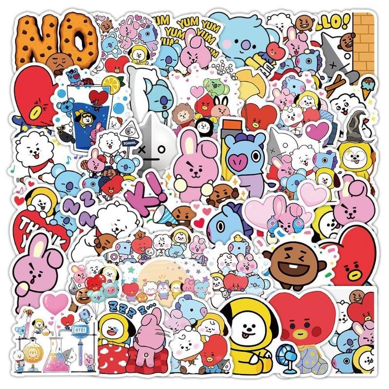 Анимационные стикеры BT21 K-Pop Милый DIY стикербук Для украшения мобильного телефона, Обложки для рукописных журналов, Стикеры для блокнотов