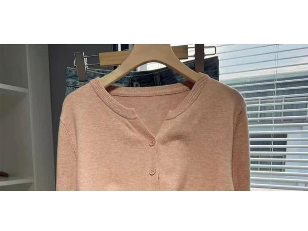Women's Korean Style Loose Knit Cardigan, Autumn 2025 - Round Neck, Short Sweater Coat
