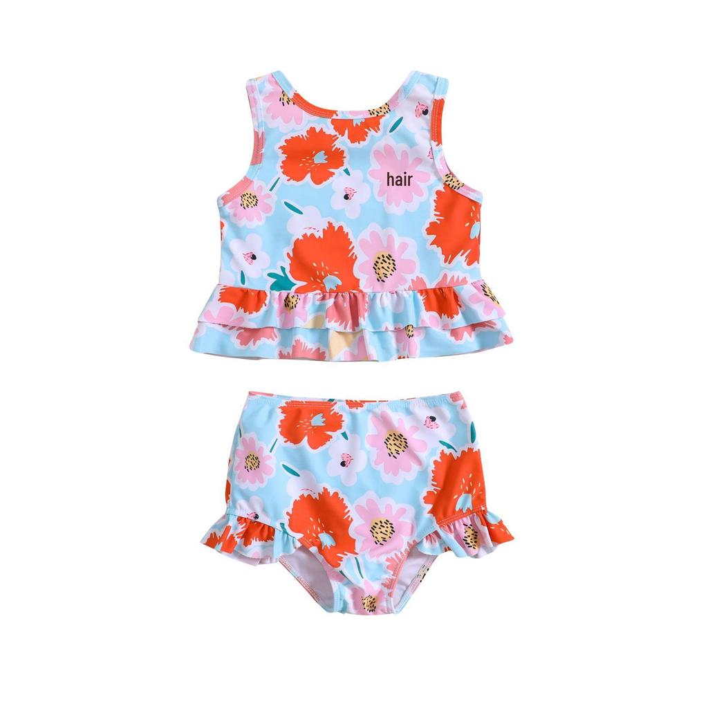 Exclusive Girls' Floral Split Swimsuit Set