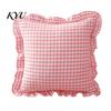 Cuscini Decorativi da Ufficio Interno, Federa per Cuscino Ruffle, Cotone a Quadri con Bordo Arricciato, Federe Ruffled Vintage 18x18 Pollici, Copertura 20x12