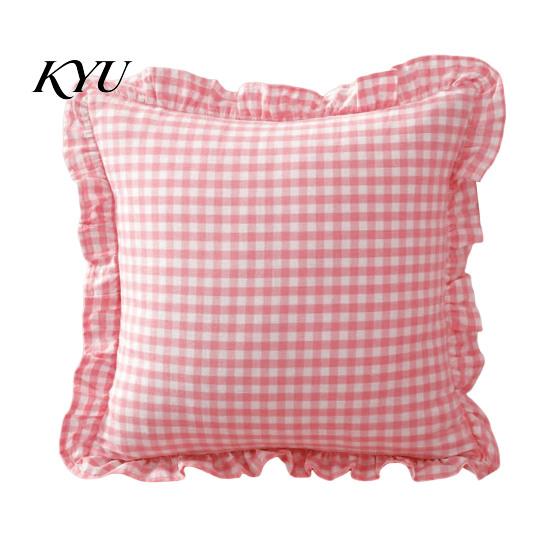 Cuscini Decorativi da Ufficio Interno, Federa per Cuscino Ruffle, Cotone a Quadri con Bordo Arricciato, Federe Ruffled Vintage 18x18 Pollici, Copertura 20x12