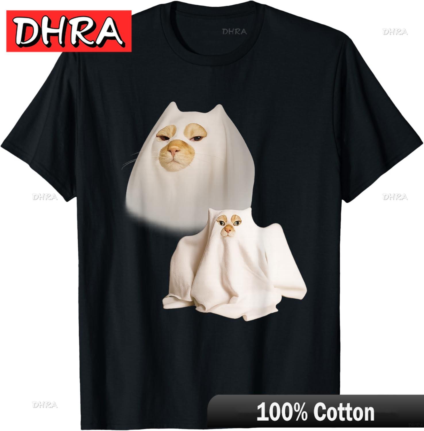 Ghost Cat Meme Funny Artwork Unisex Women TShirt Unisex TShirt Featuring Casual Top Tops Shirt Funny Trendy Loose Minimalist 4XL