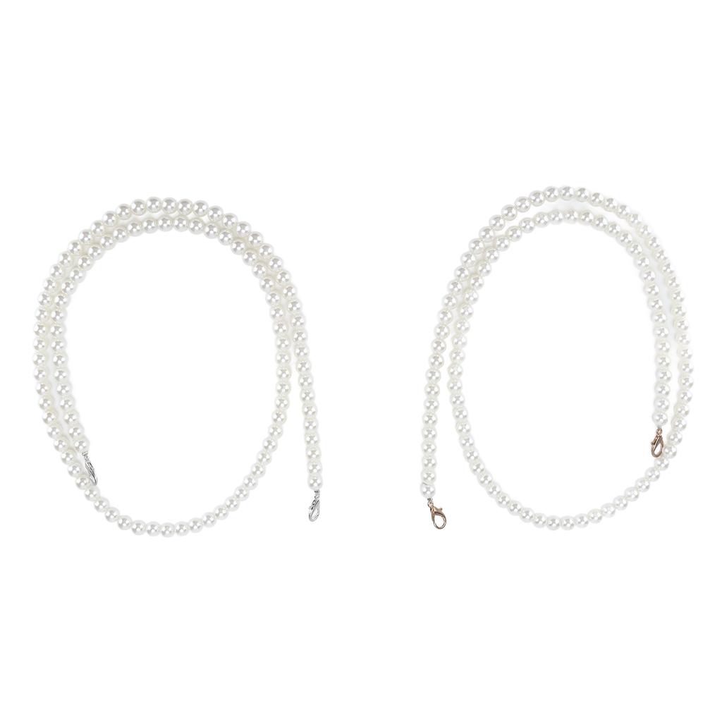 2Pcs Imitation Pearl Chains Purse Handle Strap Handbag Decoration Replacement Accessories for Women